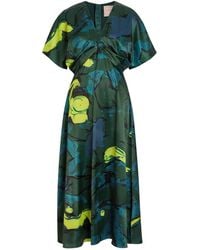 ROKSANDA - Sadee Printed Satin Midi Dress - Lyst