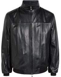 Emporio Armani - High-Neck Leather Jacket - Lyst