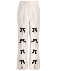 Sister Jane - Ivy Bow-Embellished Cotton-Blend Trousers - Lyst
