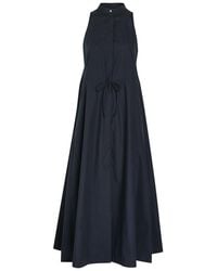 Emporio Armani - Drawstring Cotton-Poplin Midi Dress - Lyst