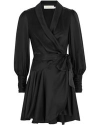 Zimmermann - Silk-satin Mini Wrap Dress - Lyst