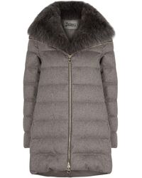 Herno Taupe Quilted Silk-blend Coat - Brown