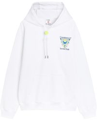 CASABLANCA - Tennis Club Logo-Print Hooded Cotton Sweatshirt - Lyst