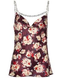 Rabanne - Floral-Print Metal Detail Silk Blouse - Lyst