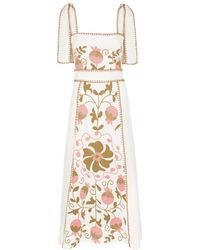 Lug Von Siga - Ornella Uzbek Embroidered Linen Midi Dress - Lyst