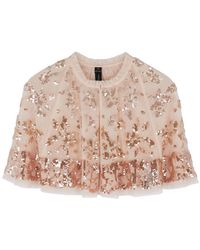 Needle & Thread Light Pink Sequin-embellished Tulle Cape