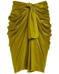 Chloé - Draped Silk Knee-Length Skirt - Lyst