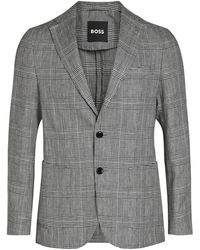 BOSS - Hanry Checked Cotton And Linen-Wool Blazer - Lyst