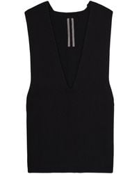 Rick Owens - V-Neck Ribbed Wool Tank - Lyst