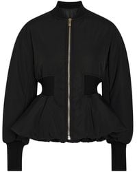 Alaïa - Padded Peplum-Hem Woven Bomber Jacket - Lyst