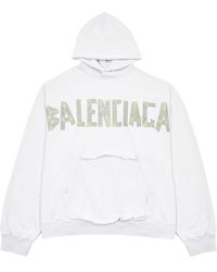 Balenciaga - Tape Type Hooded Cotton Sweatshirt - Lyst