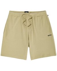 BOSS - Logo-Embroidered Waffle Cotton-Blend Shorts - Lyst