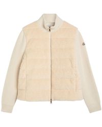 Moncler - Quilted Wool And Teddy Cardigan - Lyst