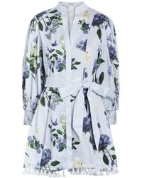 Alice + Olivia - Lucy Floral-Print Stretch-Cotton Mini Shirt Dress - Lyst