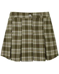 CANNARI CONCEPT - Checked Pleated Cotton Mini Skirt - Lyst