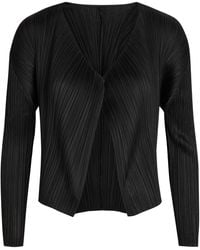 Pleats Please Issey Miyake - Pleated Woven Cardigan - Lyst