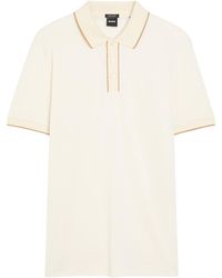 BOSS - Striped-Trim Piqué Cotton Polo Shirt - Lyst