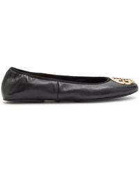 Tory Burch - Reva Travel Logo Leather Ballet Flats - Lyst