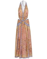 Zimmermann - Indra Printed Metallic Cotton And Silk-Blend Midi Dress - Lyst