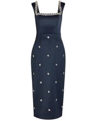 Rebecca Vallance - Ayla Crystal-Embellished Satin-Crepe Midi Dress - Lyst