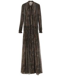 Saint Laurent - Paisley-Print Silk-Blend Chiffon Maxi Dress - Lyst