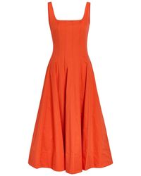 STAUD - Wells Stretch-Cotton Midi Dress - Lyst