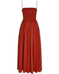 Matteau - Shirred Cotton-Poplin Midi Dress - Lyst