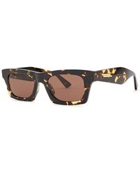Bottega Veneta - Tortoiseshell Rectangle-Frame Sunglasses - Lyst