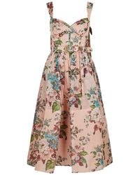 Zimmermann - Matchmaker Floral-print Linen-blend Midi Dress - Lyst