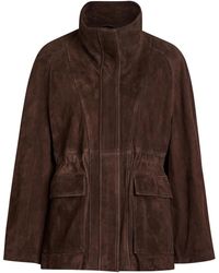 Nour Hammour - Quai Funnel-Neck Suede Jacket - Lyst