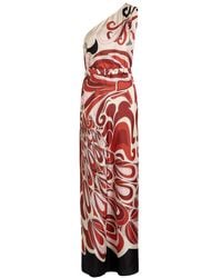 La DoubleJ - Roy One-Shoulder Printed Silk-Twill Midi Dress - Lyst