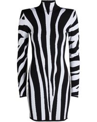 Balmain - Zebra-Intarsia Knit Mini Dress - Lyst