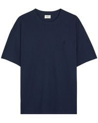 Saint Laurent - Logo-Embroidered Piqué Cotton-Blend T-Shirt - Lyst