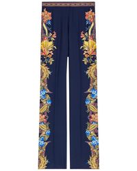 Etro - Printed Straight-Leg Silk Trousers - Lyst