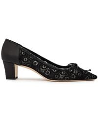 Manolo Blahnik - Martebal 50 Lace And Satin Pumps - Lyst