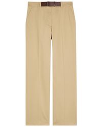 Tory Burch - Belted Straight-Leg Cotton-Twill Trousers - Lyst
