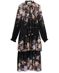 Zimmermann - Eden Floral-Print Tiered Chiffon Midi Dress - Lyst