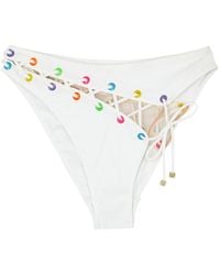 Agent Provocateur Marney Mesh-trimmed Lace-up Bikini Briefs - White