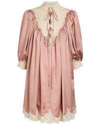 Chloé - Lace And Silk Mini Dress - Lyst