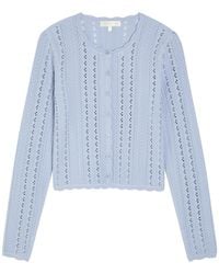 LoveShackFancy - Peridot Cropped Pointelle-Knit Cardigan - Lyst