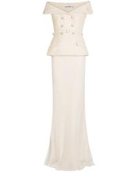 Self-Portrait - Tailored Double-Breasted Bouclé Maxi Dress - Lyst