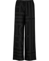 Totême - Logo-Embroidered Silk-Satin Trousers - Lyst