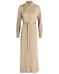 Herno - Belted Satin Midi Shirt Dress - Lyst