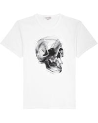 Alexander McQueen - Dragonfly Skull Printed Cotton T-Shirt - Lyst