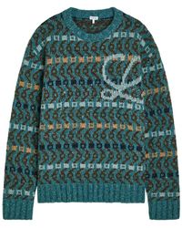 Loewe - Logo Patterned Wool-Blend Jumper - Lyst