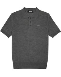 DSquared² - Logo-Embroidered Wool Polo Shirt - Lyst