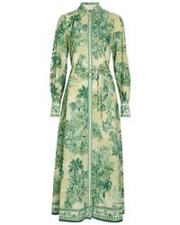 ALÉMAIS - Sara Printed Cotton And Silk-Blend Midi Shirt Dress - Lyst