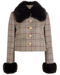Self-Portrait - Faux Fur-Trimmed Wool-Blend Jacket - Lyst