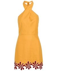 Cala De La Cruz - Veneta Floral-Appliquéd Linen Mini Dress - Lyst