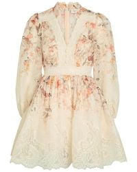 Zimmermann - Luna Lace-Trimmed Linen-Blend Mini Dress - Lyst